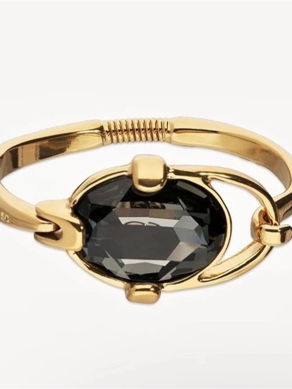 UNOde50 Ser Deslumbrante Bangle Bracelet with Oval Faceted Black Crystal (18k Go